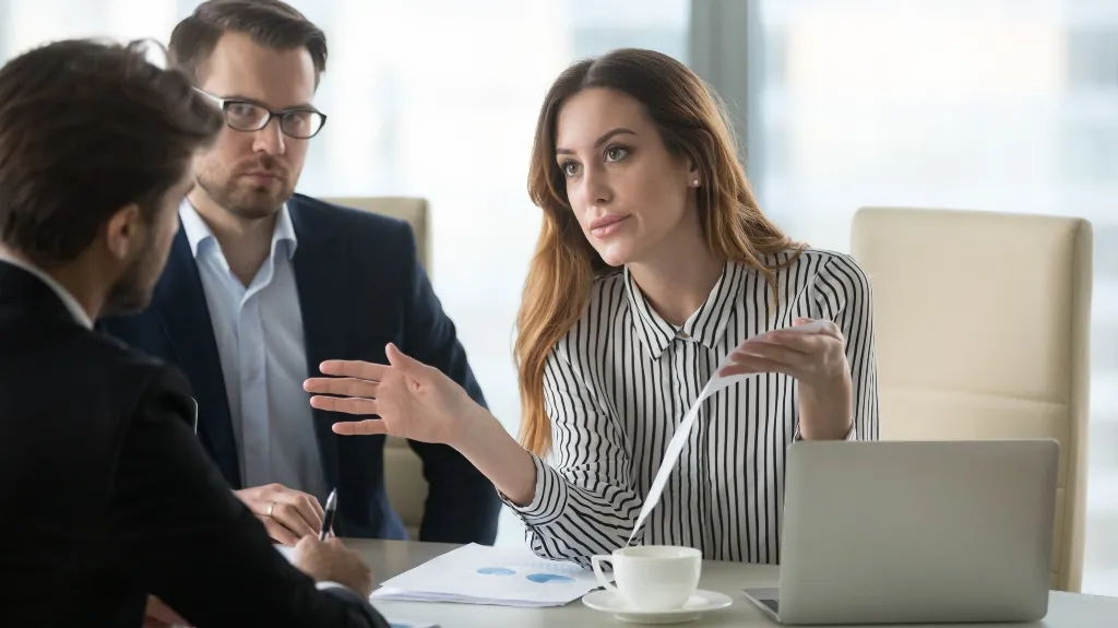 Family couple is consulting with lawyer
