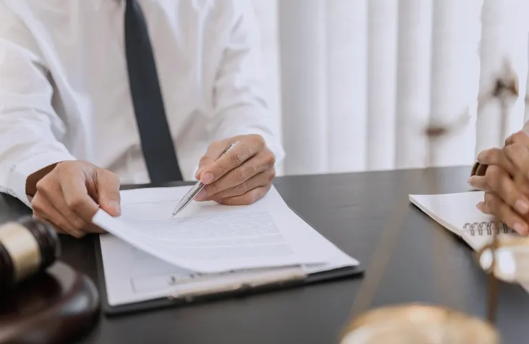 Lawyer is reviewing documents